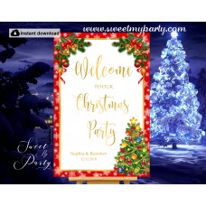 Christmas Party Welcome Sign with Bells,Holiday Party Welcome sign,(010ch) Christmas Party Welcome Sign with Bells,Holiday Party Welcome sign,(010ch)
